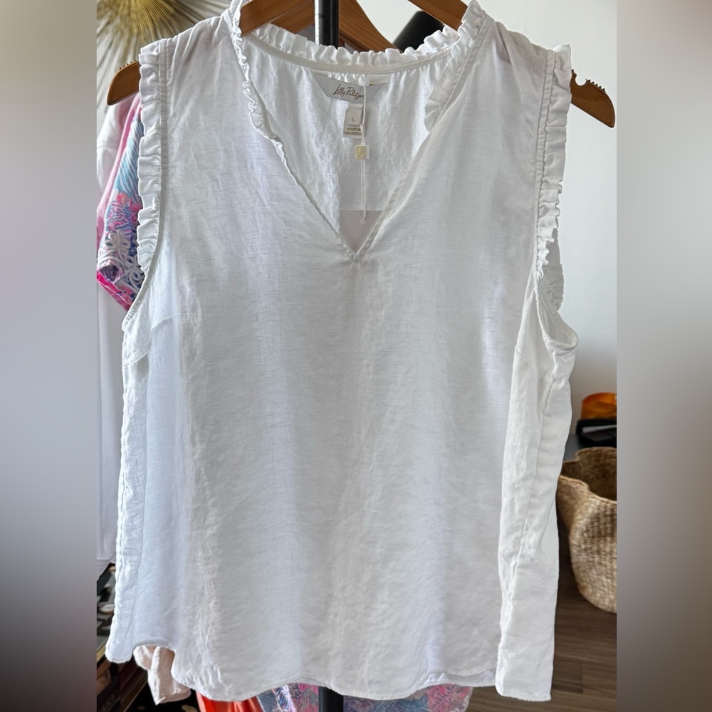 Lilly Pulitzer Kavalla Sleeveless Ruffle Top